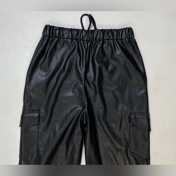Lovers & Friends Chase Faux Leather Cargo Jogger Pants Women Small Black - Picture 6 of 10